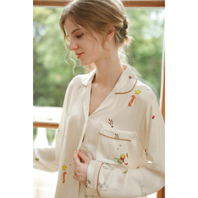 Miomu Pijama de 2 Piezas de Algodón Satinado La Rosa y El Silencio