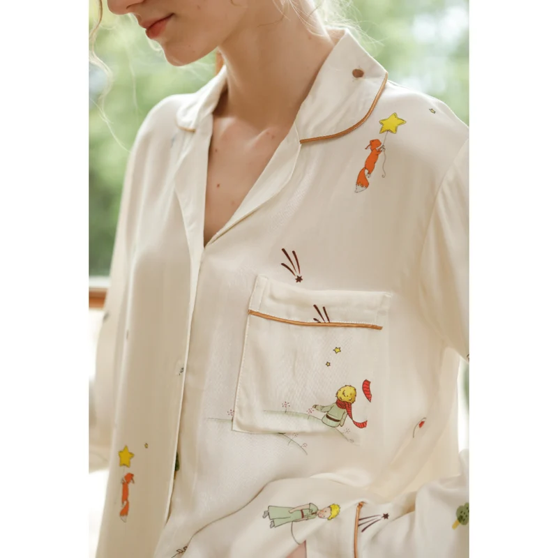 Miomu Pijama de 2 Piezas de Algodón Satinado La Rosa y El Silencio
