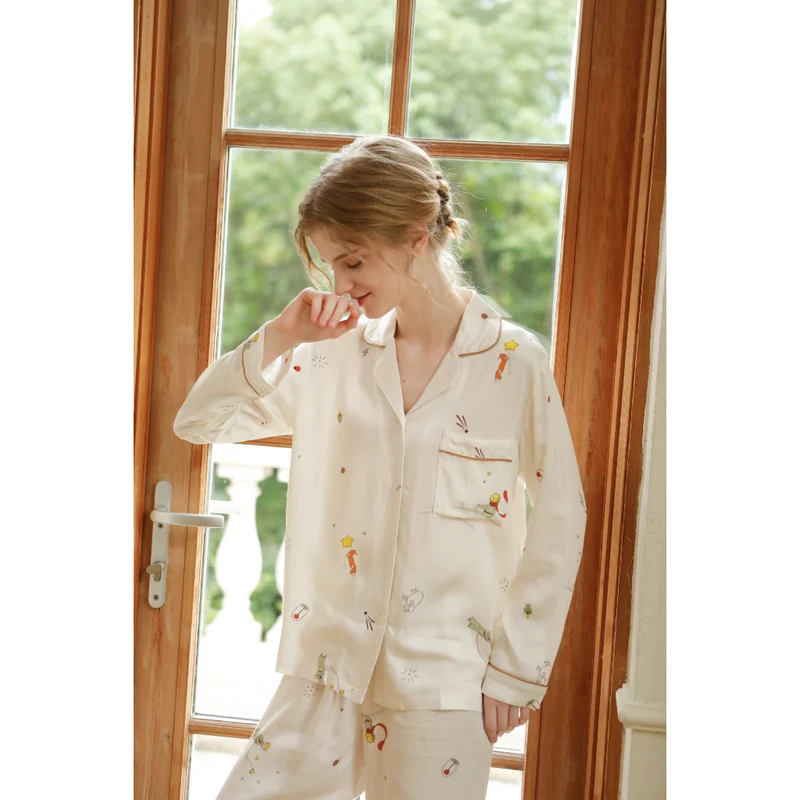 Miomu Pijama de 2 Piezas de Algodón Satinado La Rosa y El Silencio