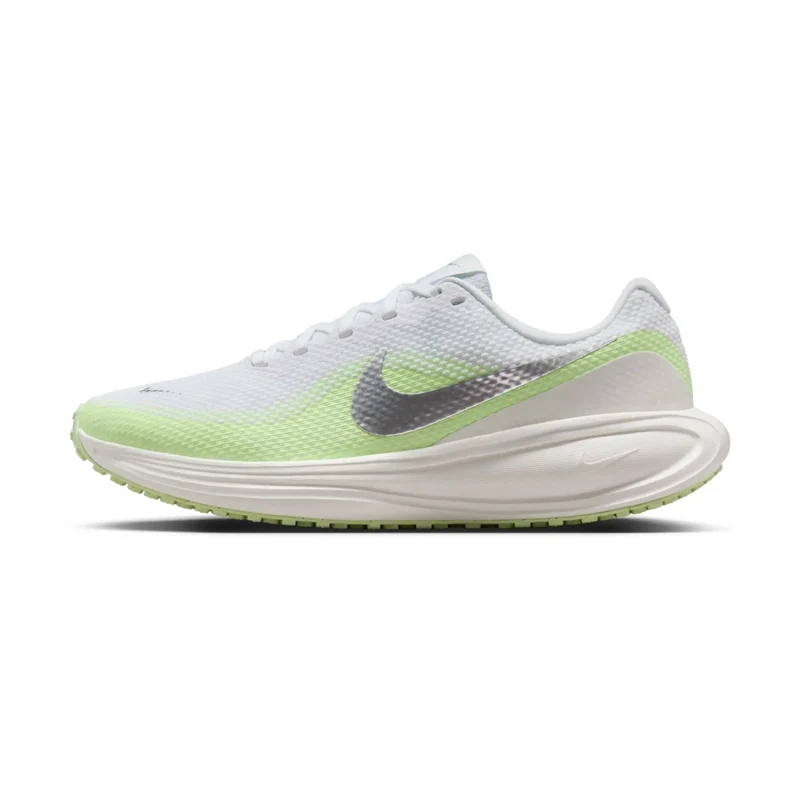 Nike Tenis Revolution 8 Blanco/Plateado/Amarillo Neón, para Mujer