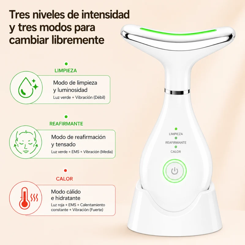 Miomu Masajeador Facial y de Cuello con Luz Roja