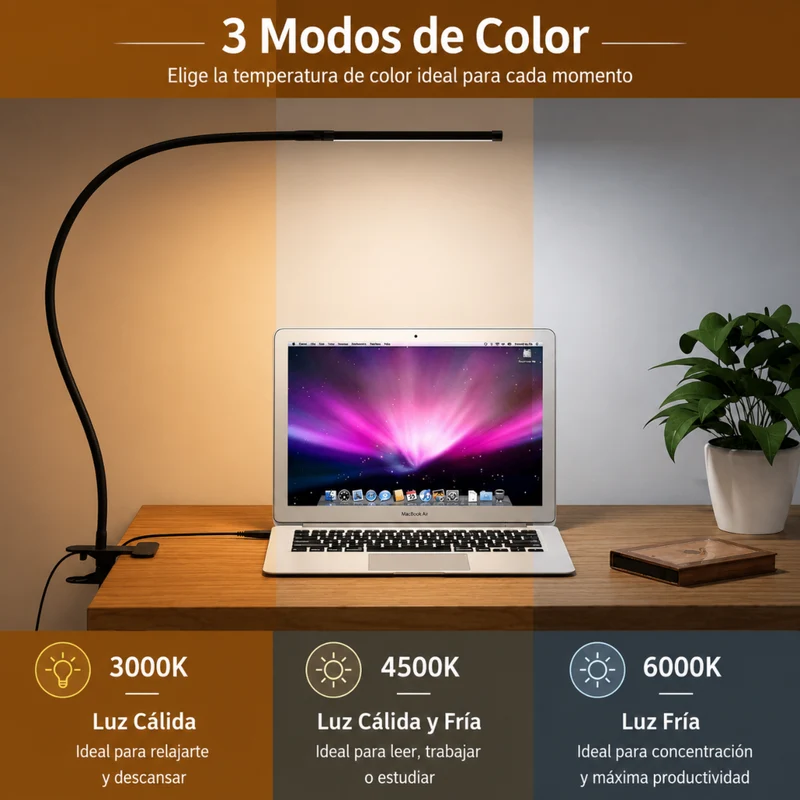 Miomu Lámpara LED con Brazo Flexible y Clip