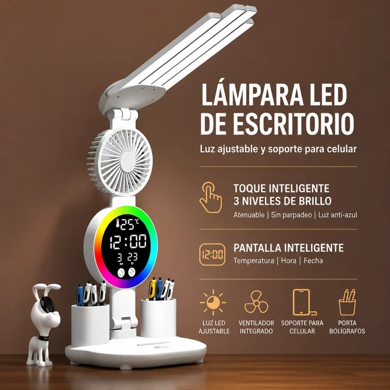 Miomu Lámpara LED de Escritorio con Luz Ajustable y USB