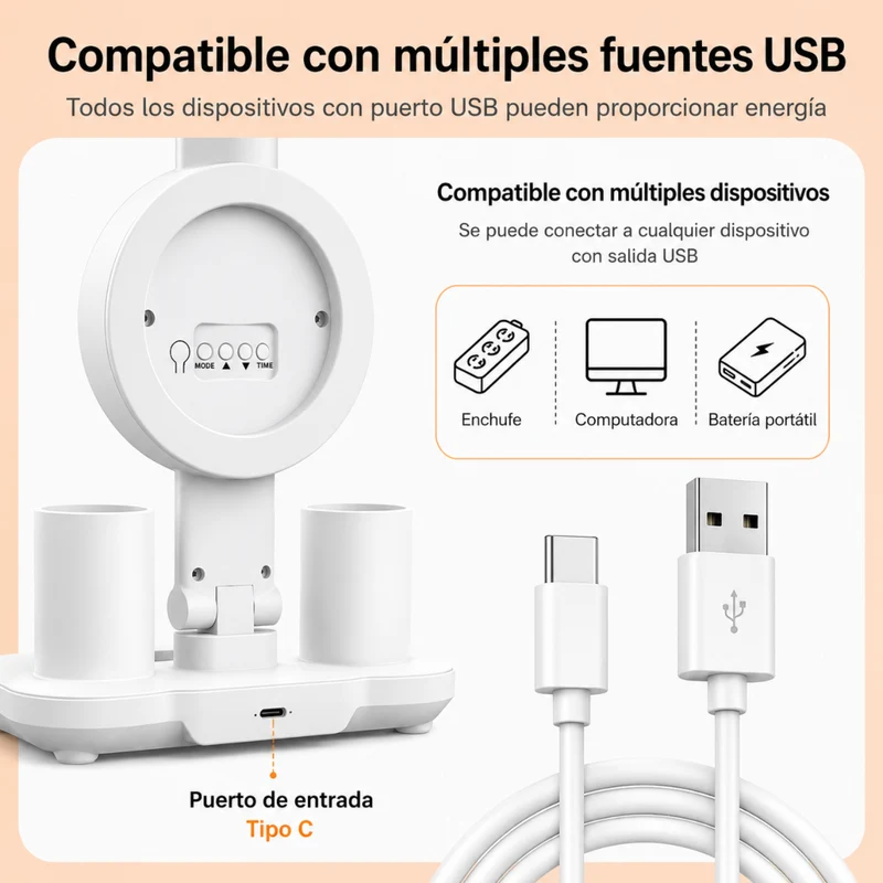 Miomu Lámpara LED de Escritorio con Luz Ajustable y USB