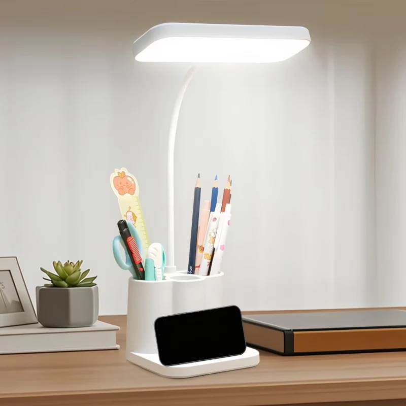 Miomu Lámpara LED de Escritorio con Luz Ajustable y Soporte para Celular