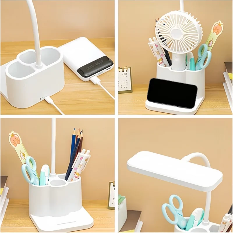 Miomu Lámpara LED de Escritorio con Luz Ajustable y Soporte para Celular