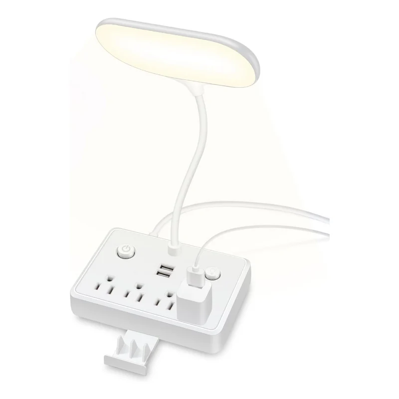 Miomu Lámpara de Escritorio LED con 2 Puertos de Carga USB y 4 Tomas de Corriente