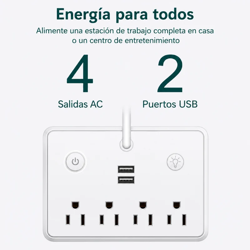 Miomu Lámpara de Escritorio LED con 2 Puertos de Carga USB y 4 Tomas de Corriente