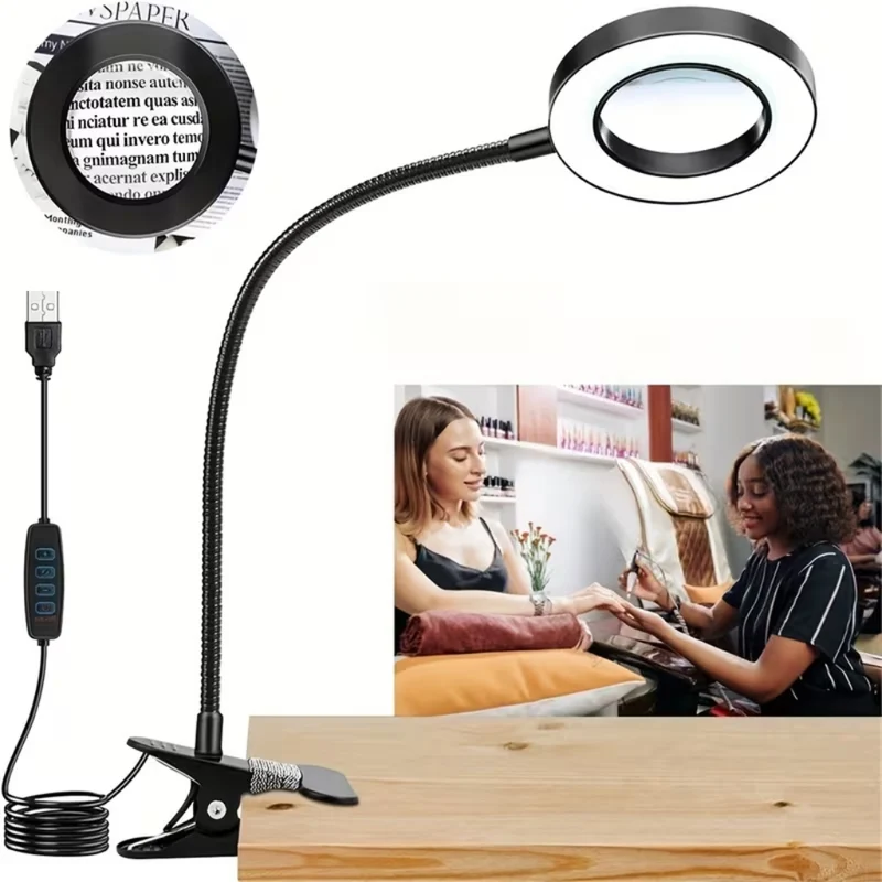 Miomu Lámpara de Escritorio con Lupa y Luz LED Ajustable