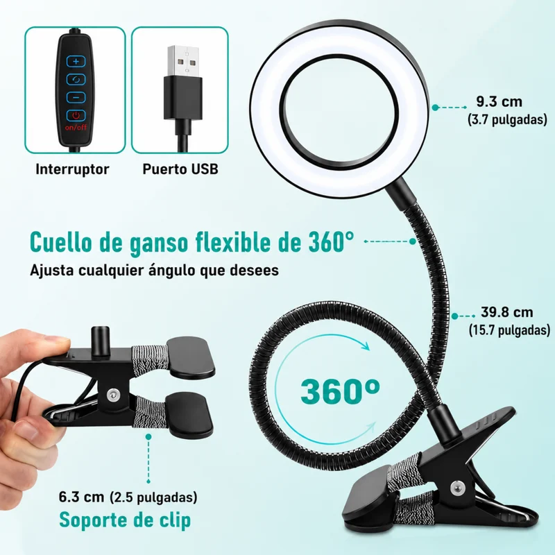 Miomu Lámpara de Escritorio con Lupa y Luz LED Ajustable