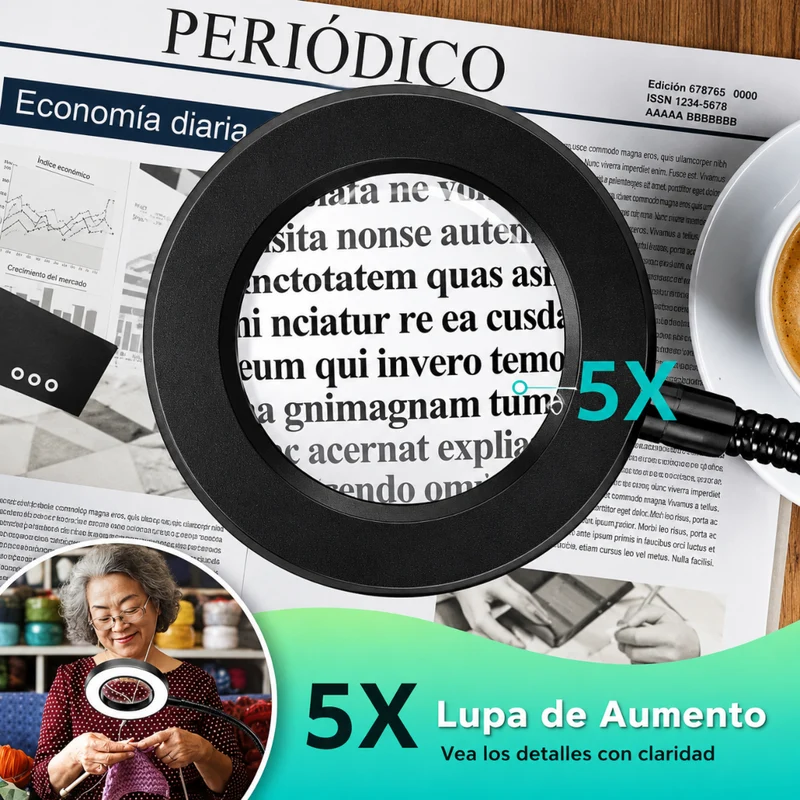 Miomu Lámpara de Escritorio con Lupa y Luz LED Ajustable