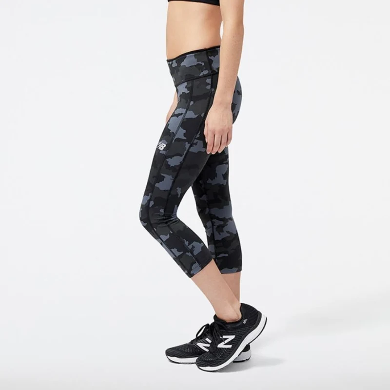 New Balance Licra Deportiva Capri Accelerate Printed Negro/Gris, para Mujer