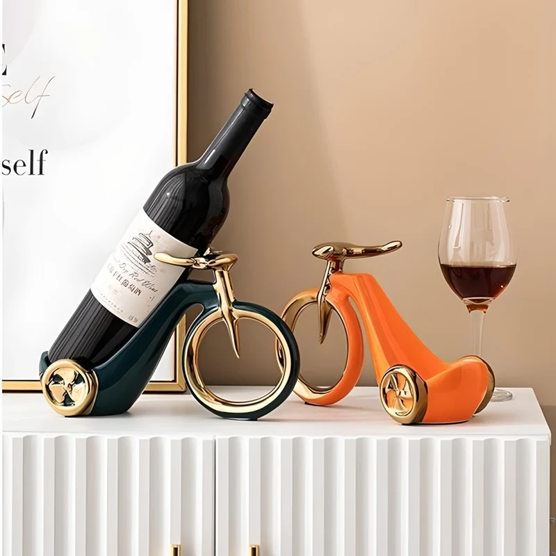 Miomu Soporte de Cerámica Decorativo para Botellas de Vino en Forma de Bicicleta Retro
