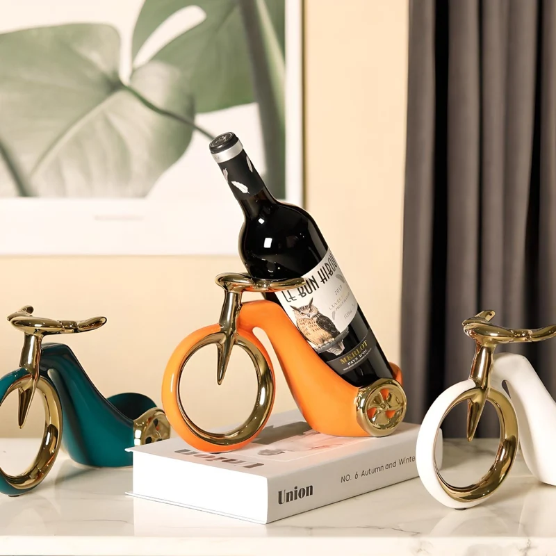 Miomu Soporte de Cerámica Decorativo para Botellas de Vino en Forma de Bicicleta Retro