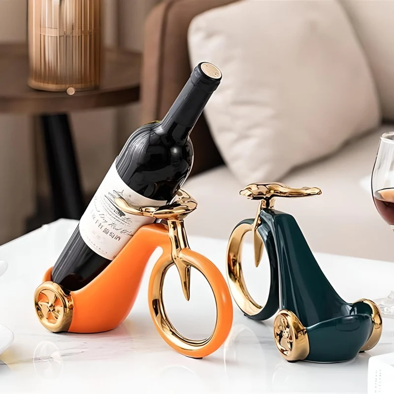 Miomu Soporte de Cerámica Decorativo para Botellas de Vino en Forma de Bicicleta Retro