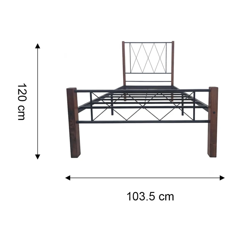 Tokoa Cama de Metal con Respaldo Metal y Madera
