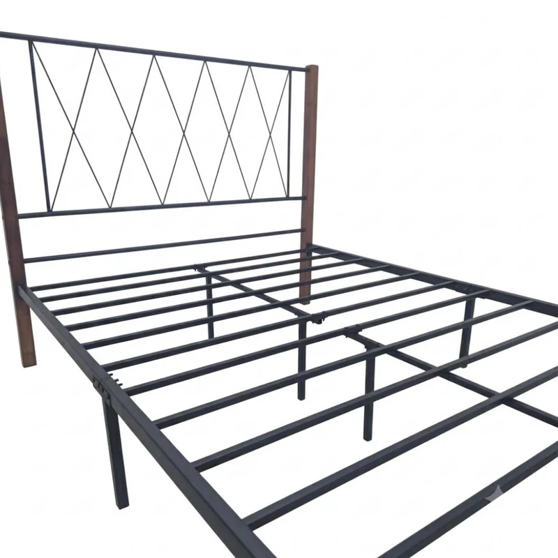 Tokoa Cama de Metal con Respaldo Metal y Madera