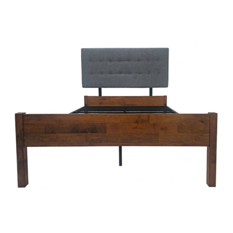 Tokoa Cama de Metal/Madera con Respaldo Tapizado