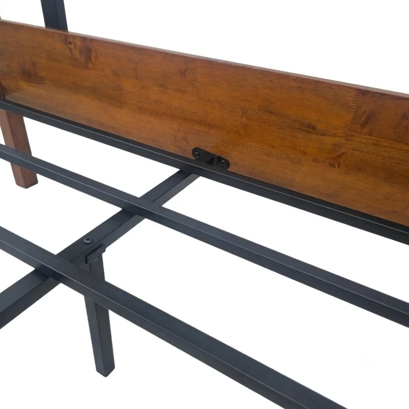 Tokoa Cama de Metal con Respaldo de Madera