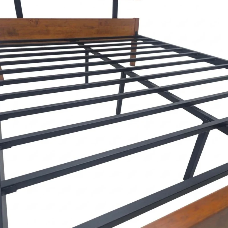 Tokoa Cama de Metal con Respaldo de Madera