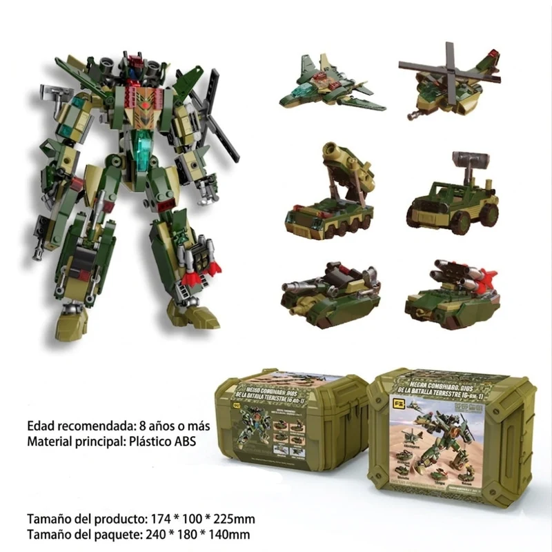 Miomu Bloques Armables, Mega Robot Transformable en Vehículos de Combate 6 en 1