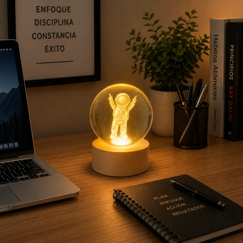 Miomu Lámpara Decorativa Astronauta 3D con Base LED Moderna