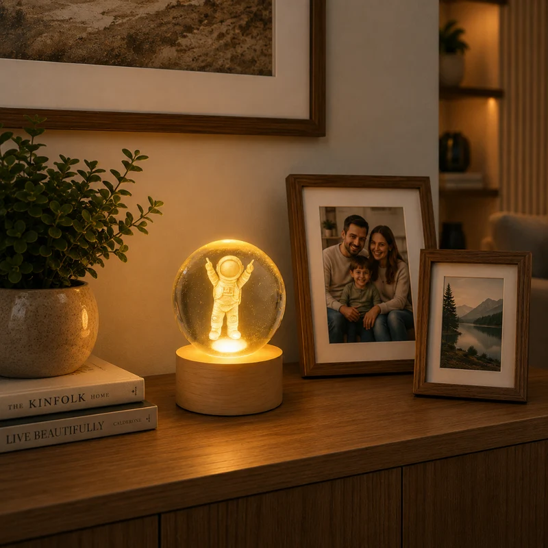 Miomu Lámpara Decorativa Astronauta 3D con Base LED Moderna