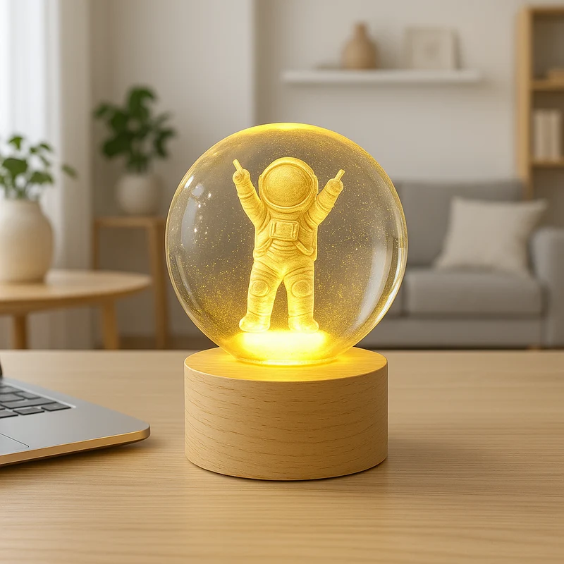 Miomu Lámpara Decorativa Astronauta 3D con Base LED Moderna