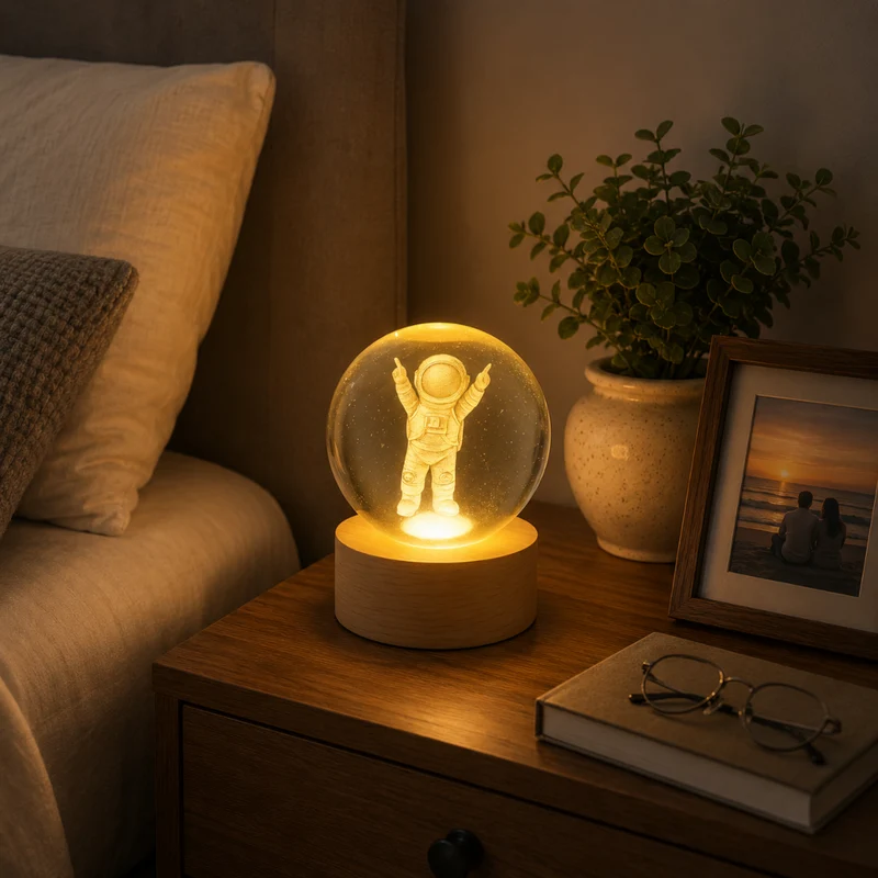Miomu Lámpara Decorativa Astronauta 3D con Base LED Moderna