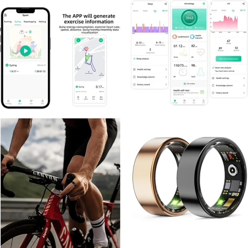 Miomu Anillo Inteligente MR6 con Monitoreo Deportivo y Sueño, Dorado