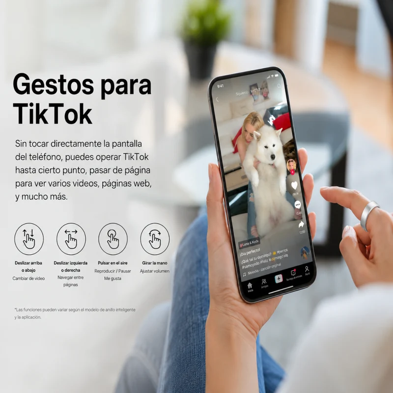 Miomu Anillo Inteligente Deportivo con Monitoreo de Salud y Actividad, Negro
