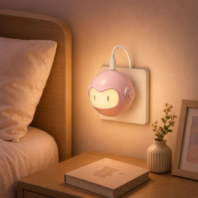 Miomu Mini Lámpara Nocturna y Cargador Tipo C Cabeza Robot