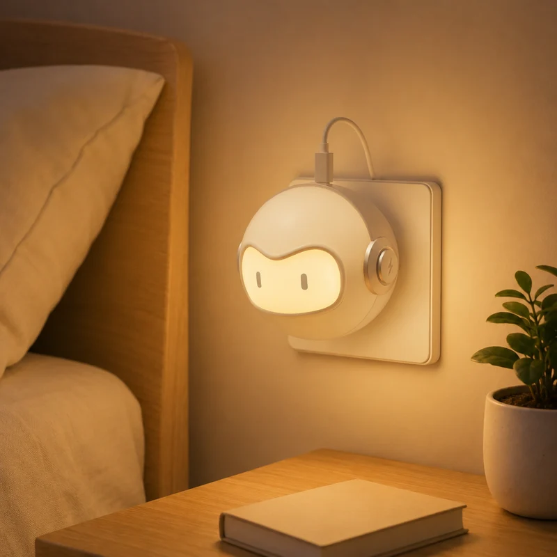 Miomu Mini Lámpara Nocturna y Cargador Tipo C Cabeza Robot