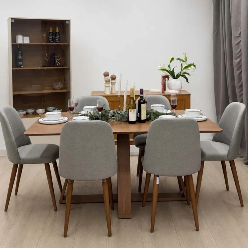 Tokoa Silla para Comedor de Madera Tapizada con Lino