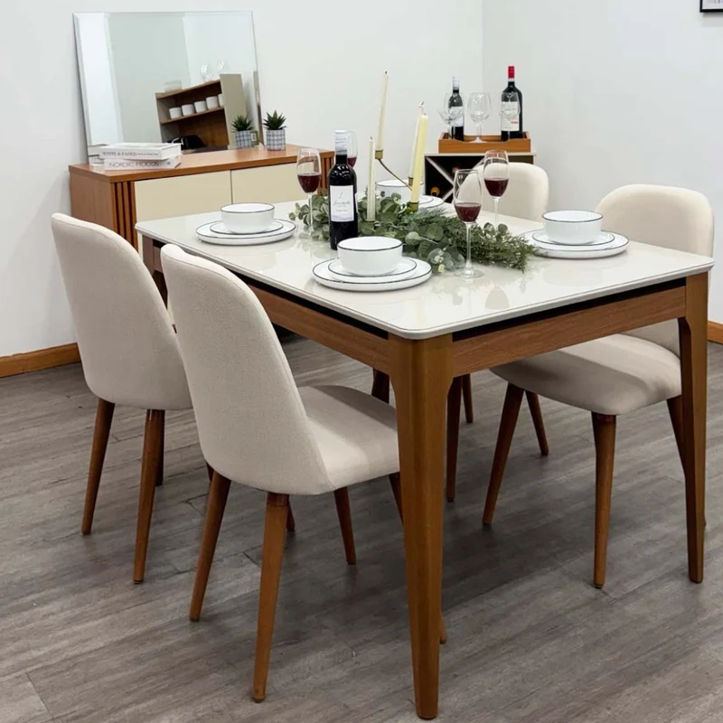 Tokoa Silla para Comedor de Madera Tapizada con Lino