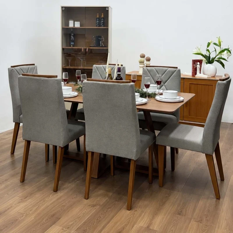 Tokoa Silla para Comedor de Madera Tapizada con Respaldo Decorado