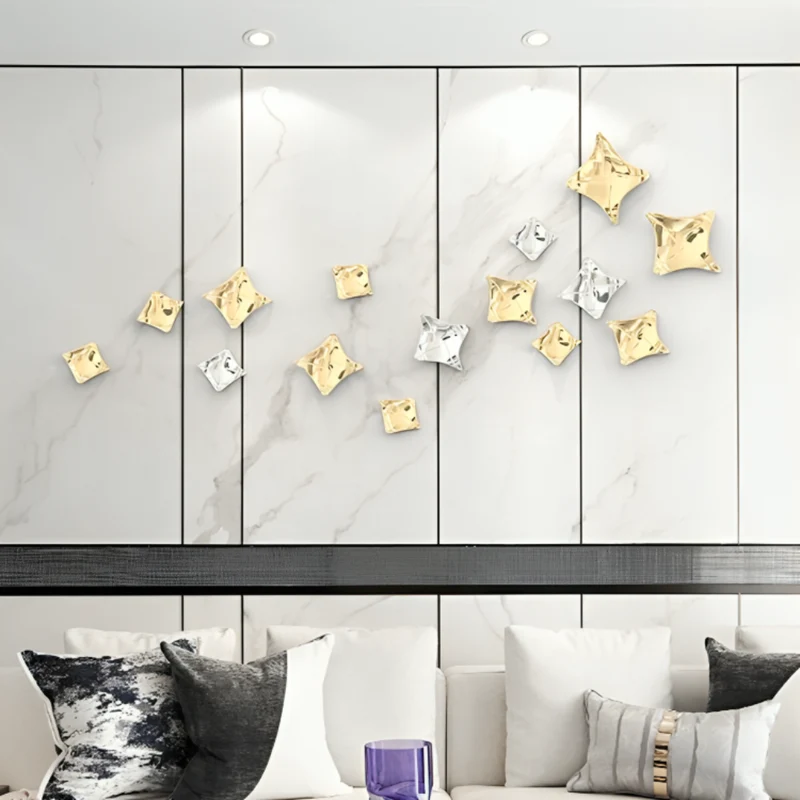 Miomu Decoración de Pared Moderna Dorado con Acabado Metálico