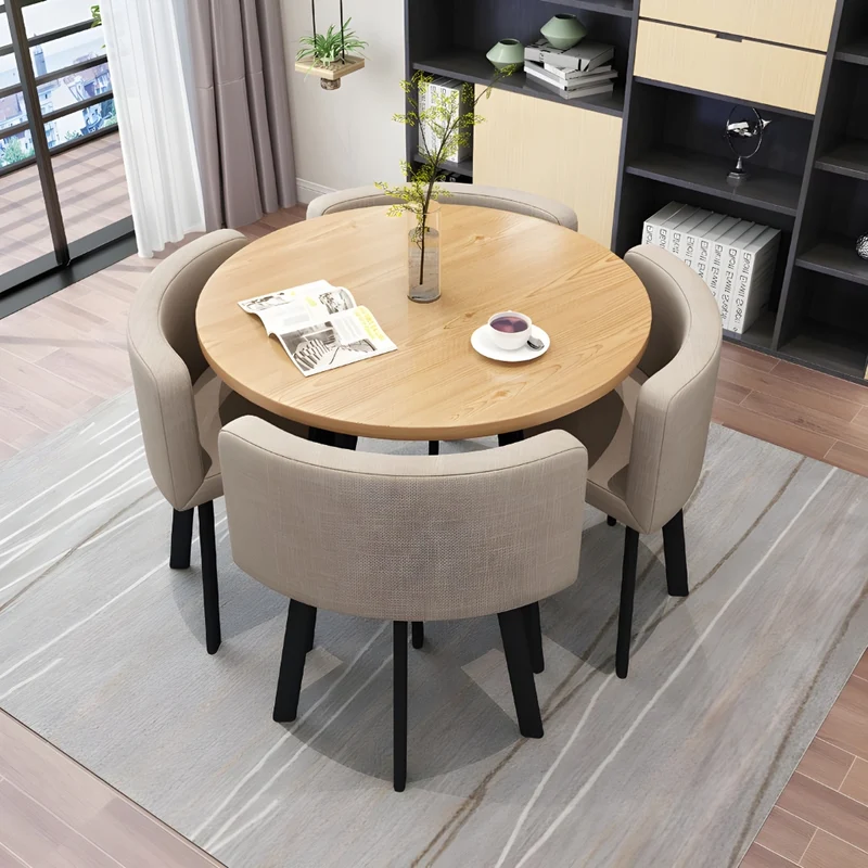 Miomu Juego de Comedor Pequeño de 4 Puestos, Redondo