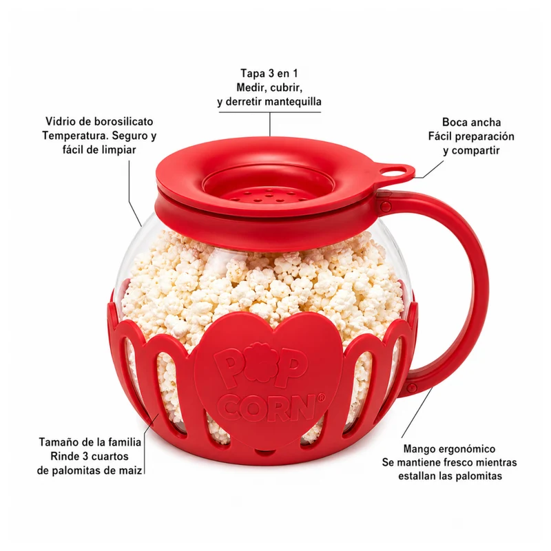 Miomu Tazón para Hacer Palomitas Caseras, Diseño Olla de Vidrio