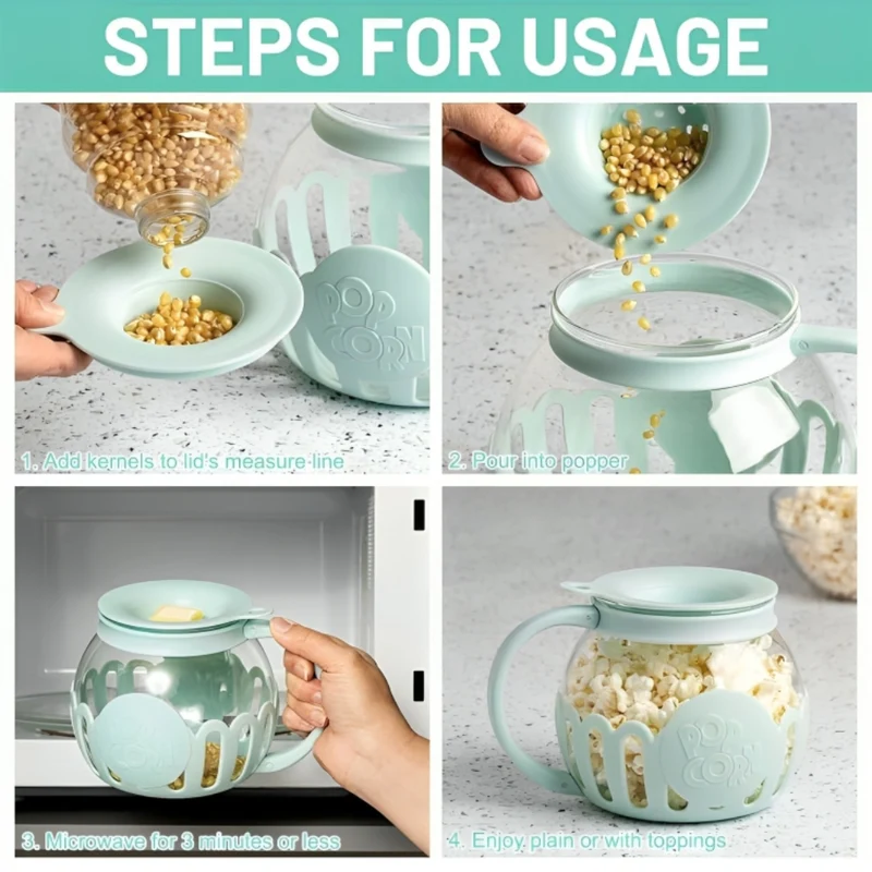 Miomu Tazón para Hacer Palomitas Caseras, Diseño Olla de Vidrio