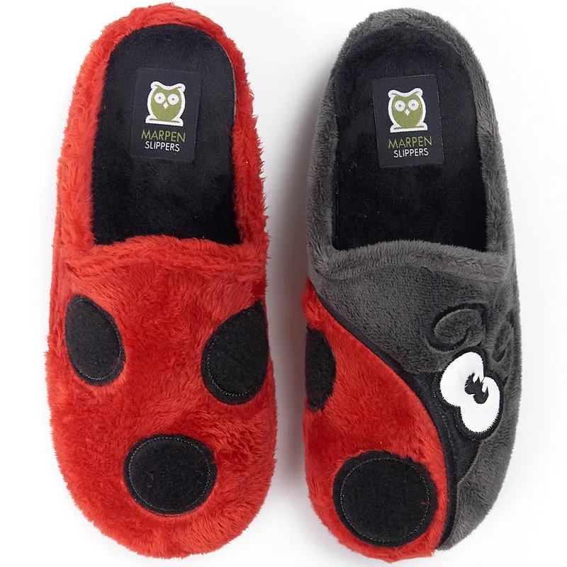 Zapatillas de Casa Marpen Slippers Mariquita 48IV20 Gris y Rojo