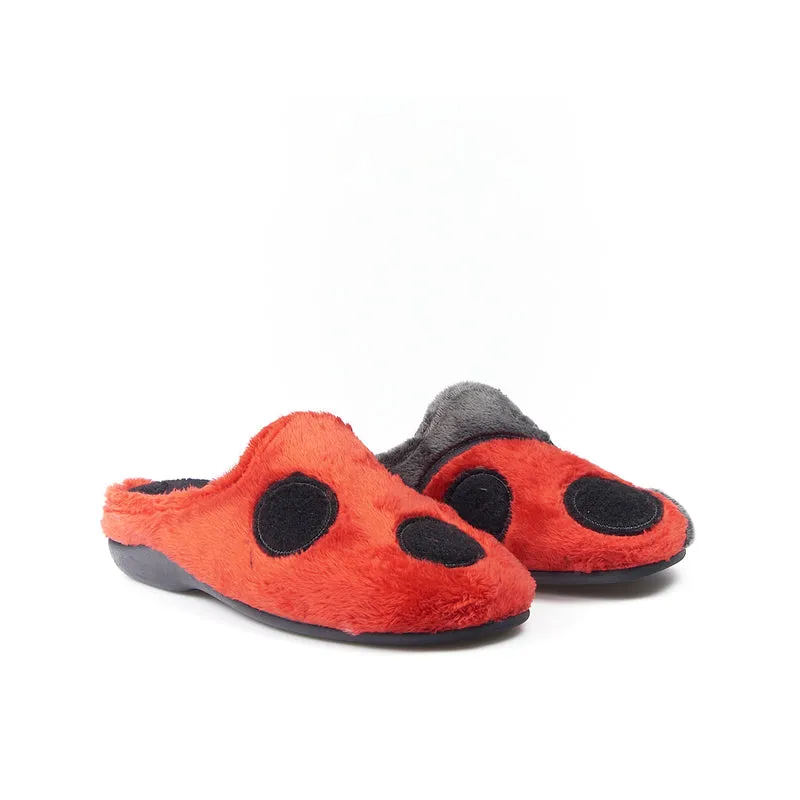 Zapatillas de Casa Marpen Slippers Mariquita 48IV20 Gris y Rojo