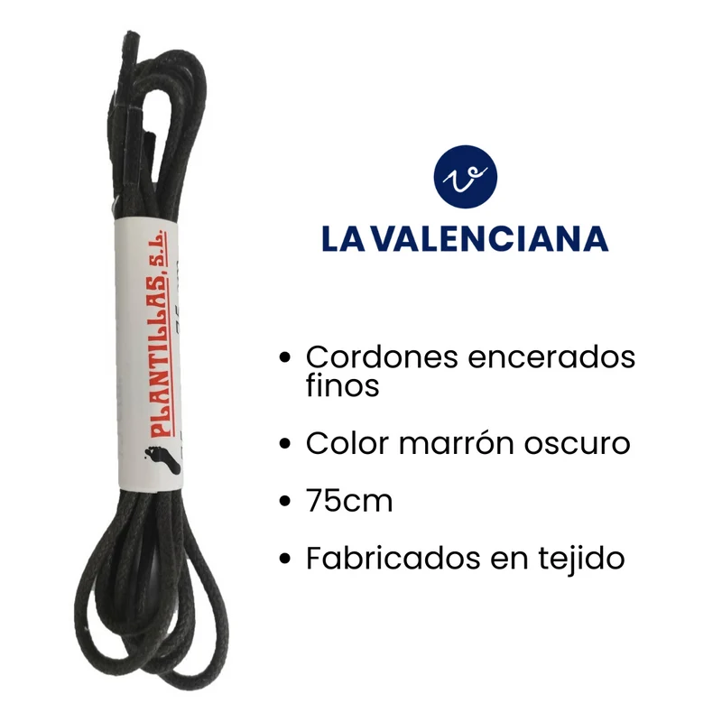 Cordones Encerados Finos Marrón Oscuro 75cm