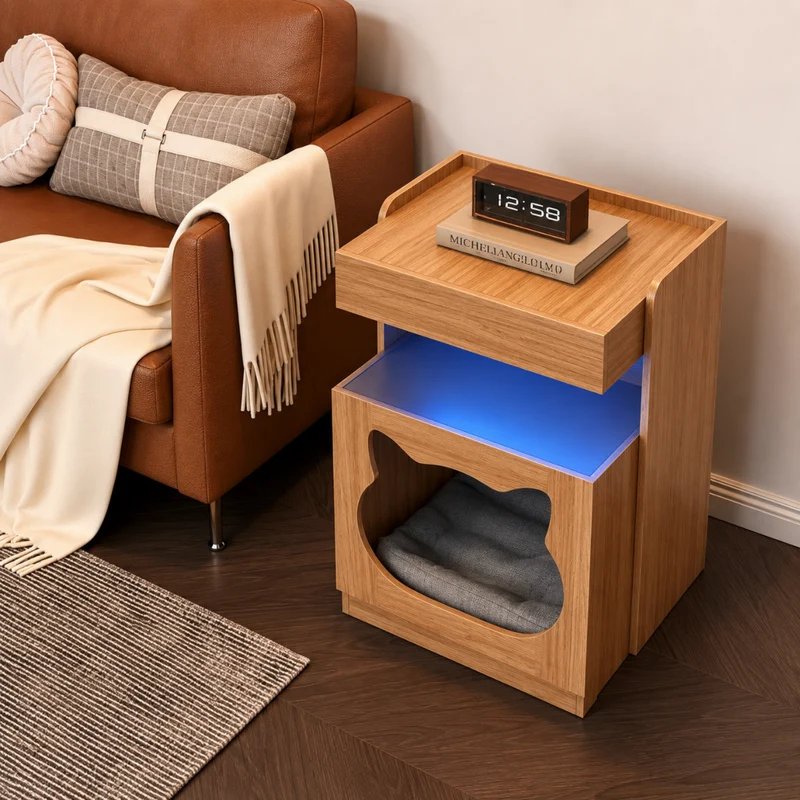 Miomu Mesa de Noche Inteligente con Nido para Gatos