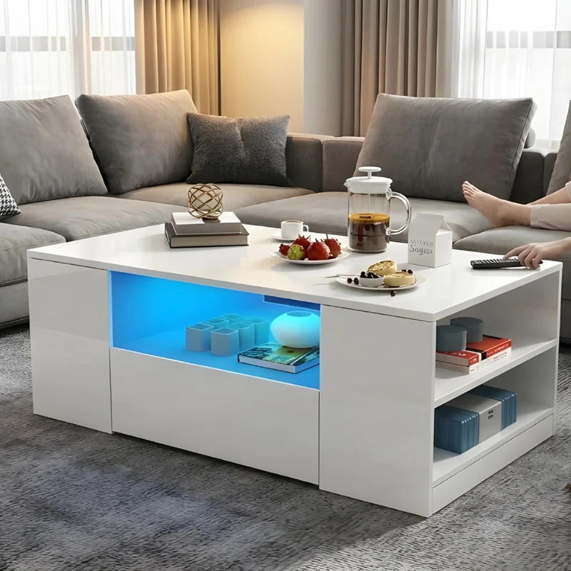 Miomu Mesa de Centro con Iluminación LED y Almacenamiento