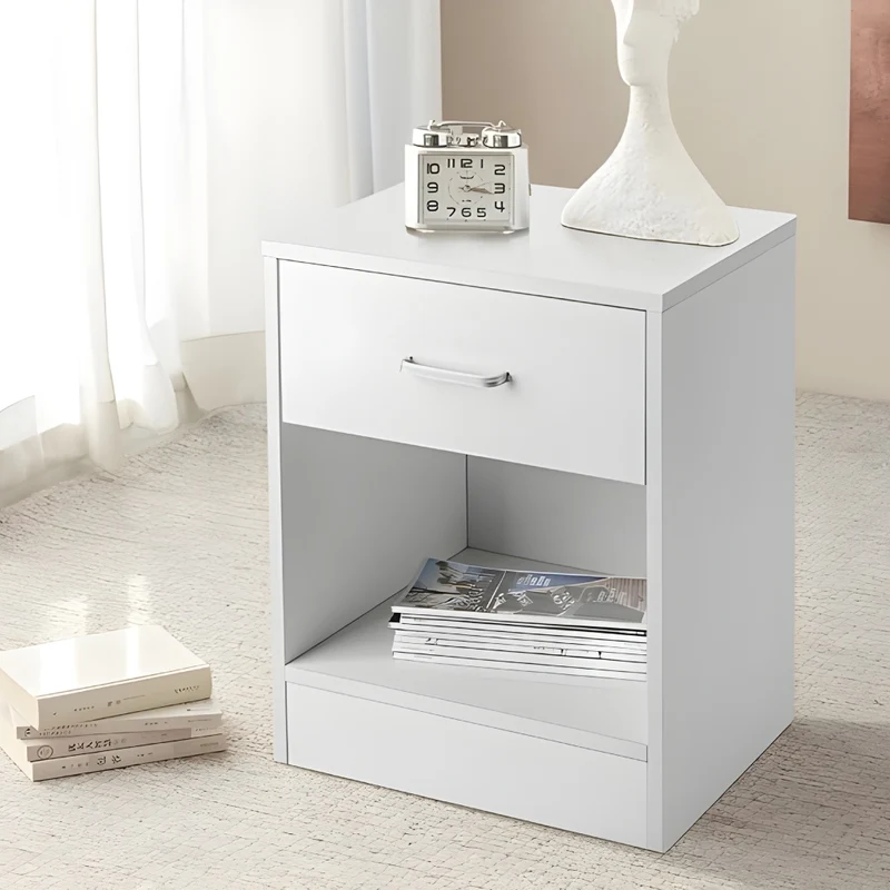 Miomu Mesita de Noche Minimalista con Gaveta y Repisa
