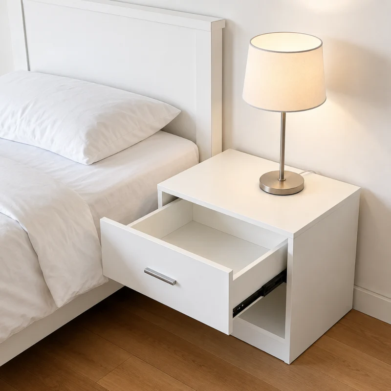 Miomu Mesita de Noche Minimalista con Gaveta y Repisa