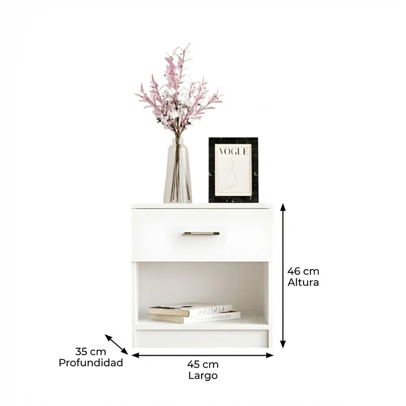 Miomu Mesita de Noche Minimalista con Gaveta y Repisa