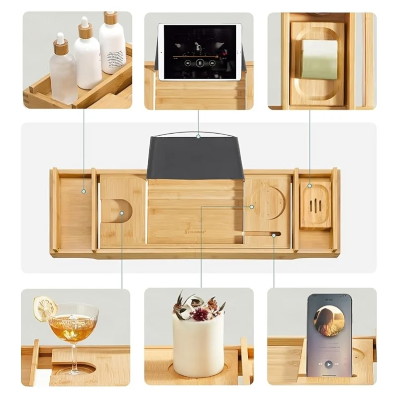 Miomu Soporte de Bambú Plegable para Bañera
