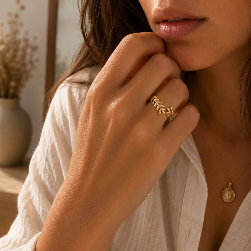 Miomu Anillos Ajustables Acero Inoxidable Elegancia Dorada